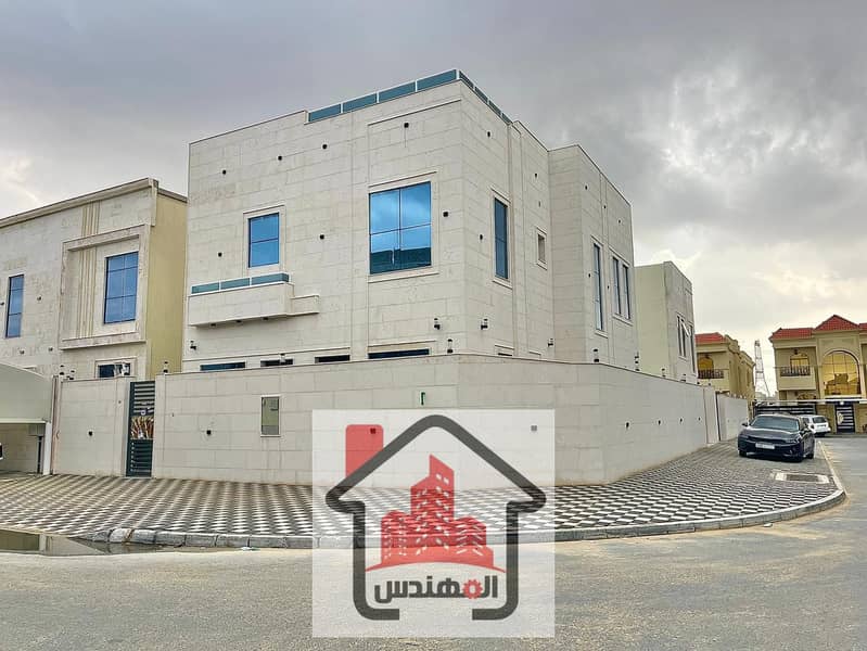 Villa for rent in Ajman, Al Raqayeb area New, first inhabitant 5 rooms, a sitting room and a hall 95 thousand dirhams are required