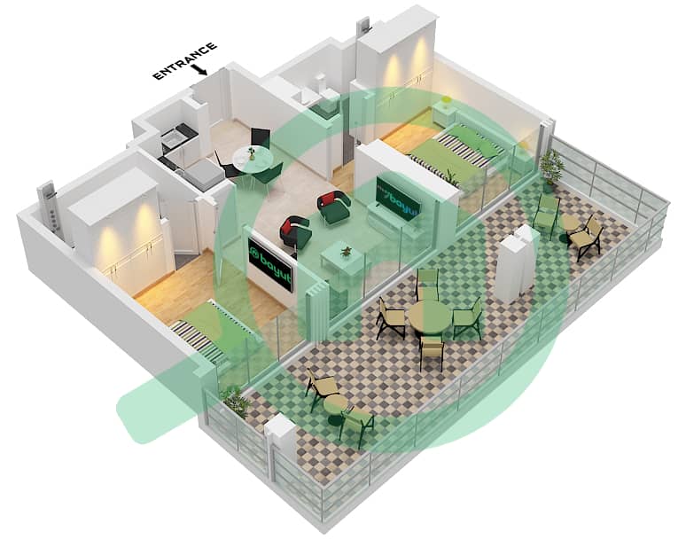 The Edge Tower B - 2 Bedroom Apartment Type/unit 5A / UNIT 02, FLOOR 5 Floor plan Type 5A Unit 02, Floor 5 interactive3D