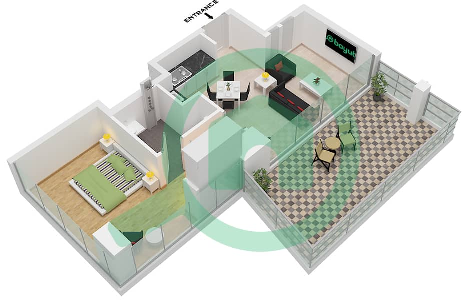 The Edge Tower B - 1 Bedroom Apartment Type/unit 5D / UNIT 03, FLOOR 5 Floor plan Type 5D Unit 03, Floor 5 interactive3D