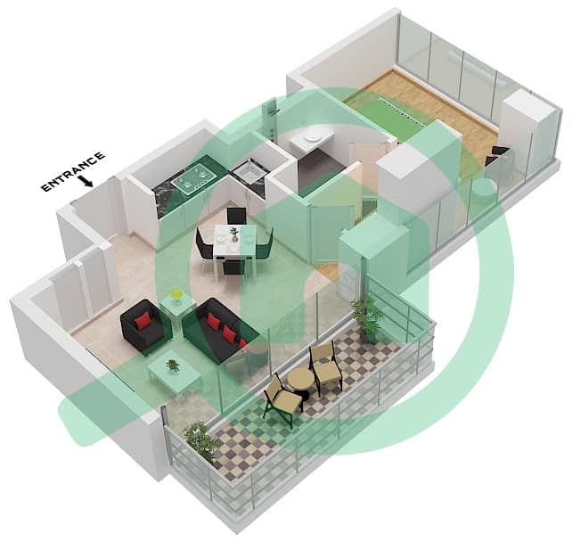 The Edge Tower B - 1 Bedroom Apartment Type/unit D / UNIT 04, FLOOR P1-P4 Floor plan Type D Unit 04, Floor P1-P4,5-17,19-34 interactive3D