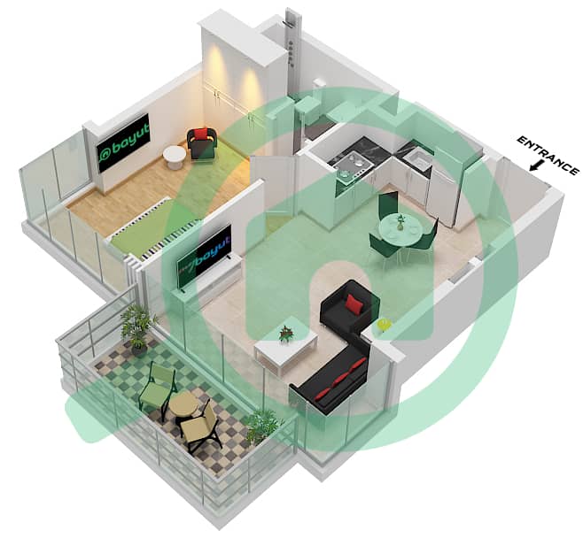 The Edge Tower B - 1 Bedroom Apartment Type/unit C / UNIT 06,08 FLOOR P1 Floor plan Type C Unit 06,08,11, Floor P1-P4,5-17,19-34 interactive3D