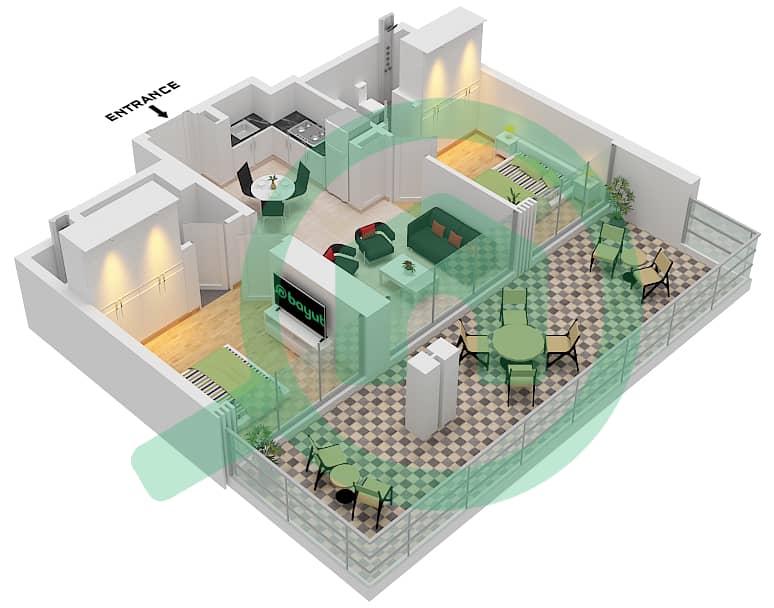 The Edge Tower B - 2 Bedroom Apartment Type/unit 5A / UNIT 13, FLOOR 5 Floor plan Type 5A Unit 13, Floor 5 interactive3D