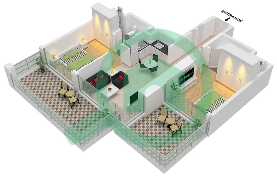 The Edge Tower B - 2 Bedroom Apartment Type/unit 5B / UNIT 14, FLOOR 5 Floor plan Type 5B Unit 14, Floor 5 interactive3D