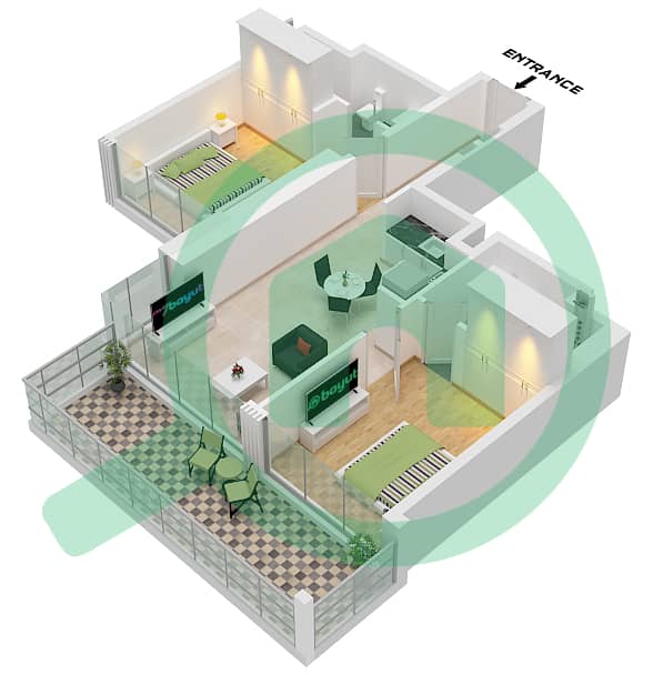 The Edge Tower B - 2 Bedroom Apartment Type/unit B / UNIT 01, FLOOR 16 Floor plan Type B Unit 01, Floor 16-17,19-34 interactive3D