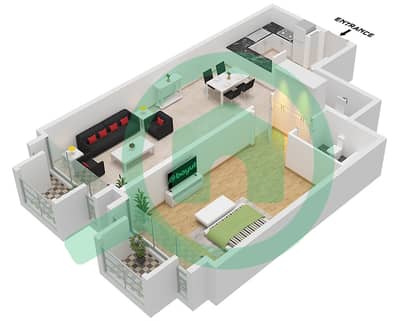 المخططات الطابقية لتصميم الوحدة 13 FLOOR 2 شقة 1 غرفة نوم - حدائق الإمارات 2