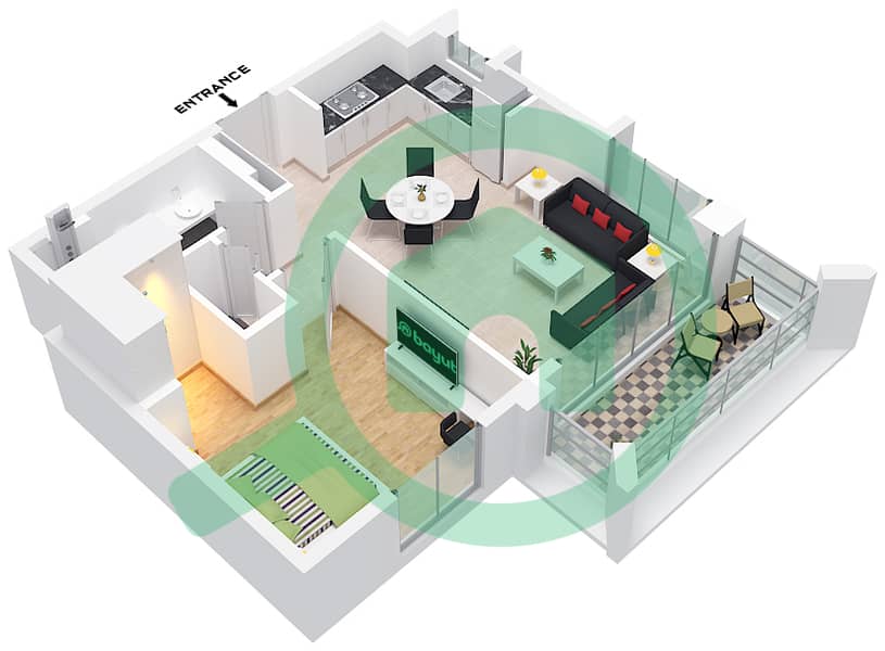 Savanna Building 3 - 1 Bedroom Apartment Unit 6 FLOOR 1 Floor plan Unit 6 Floor 1 interactive3D