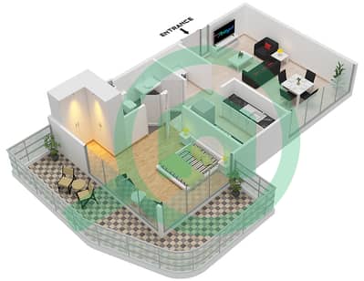 Hatimi Residences - 1 Bedroom Apartment Type/unit 3A / UNIT 3 FLOOR 2,4,6 Floor plan