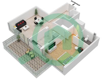 Динсгейт бай АДЕ - Апартамент 1 Спальня планировка Тип/мера H / UNIT 10, FLOOR 2-8