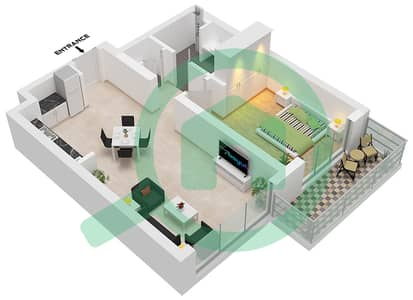 Seascape Building 1 - 1 Bedroom Apartment Type/unit 2F,3E / UNIT 4 FLOOR 2-18 Floor plan