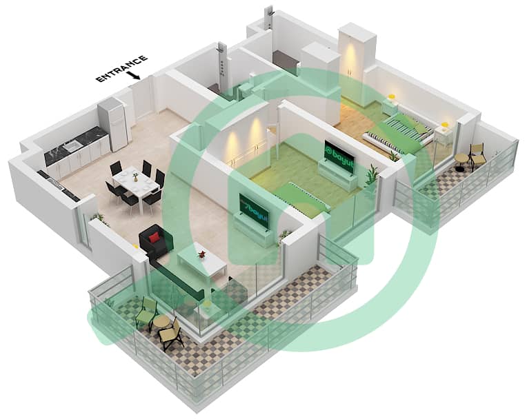 Seascape Building 1 - 2 Bedroom Apartment Type/unit 1C/UNIT 1,4,8 FLOOR 1-12 Floor plan Type 1C Unit 1 Floor 1-12
Unit 4 Floor 1 
Unit 8 Floor 2-12 interactive3D
