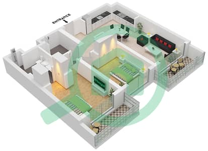 Seascape Building 1 - 2 Bedroom Apartment Type/unit 2A/UNIT 1,5,9 FLOOR 1-12 Floor plan