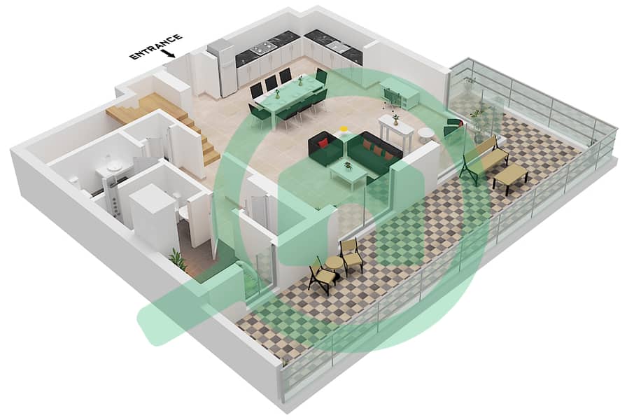 Seascape Building 1 - 3 Bedroom Townhouse Type/unit 1A/UNIT 3 FLOOR GROUND,1 Floor plan Type 1A Unit 3 Ground Floor interactive3D