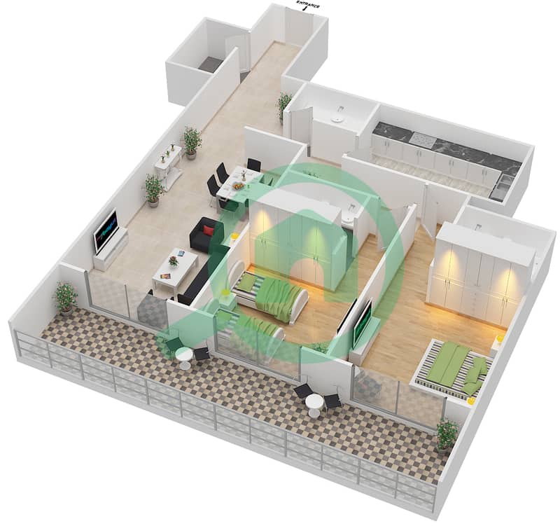 Floor Plans For Type D 2 Bedroom Apartments In Caesar Tower