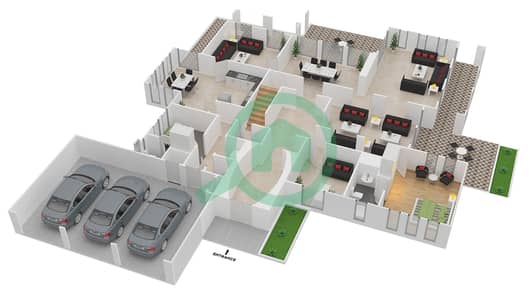المخططات الطابقية لتصميم النموذج 12 فیلا 7 غرف نوم - ميرادور 1