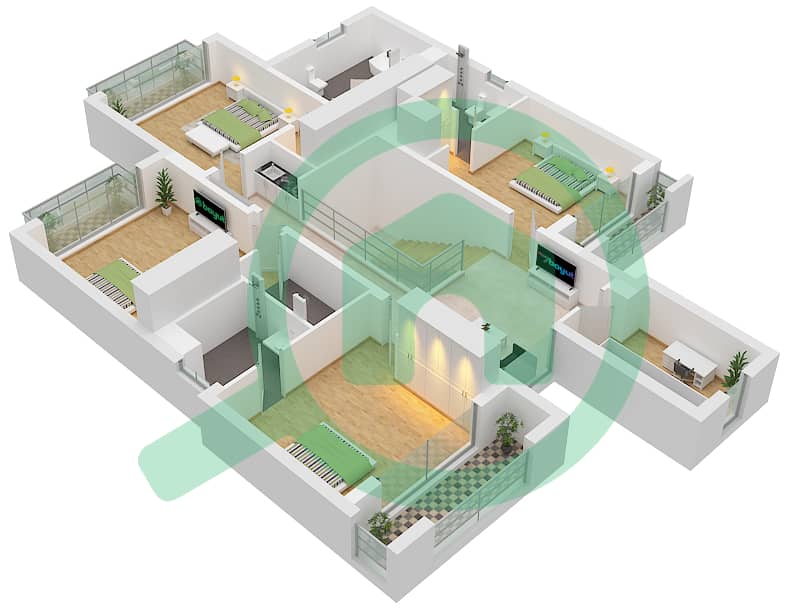 Фай Аль Риман 2 - Вилла 4 Cпальни планировка Тип MODERN Type Modern, Floor First interactive3D