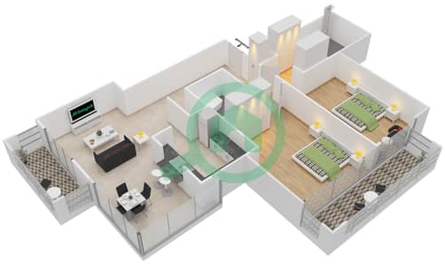 29大道2号塔楼 - 2 卧室公寓套房7 FLOOR 29戶型图