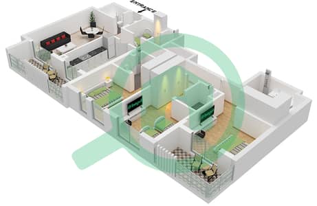 Hillside Residences 1 Building B - Апартамент 3 Cпальни планировка Тип B FLOOR 1-6