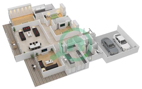 المخططات الطابقية لتصميم النموذج 1 فیلا 3 غرف نوم - صهيل 1