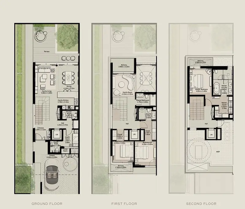 3 BR floor plan