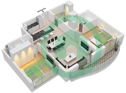 Bay Residences - 2 Bedroom Apartment Type 4 Floor plan