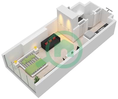المخططات الطابقية لتصميم النموذج / الوحدة A / UNIT 21, FLOOR 1 شقة استوديو - كوف إيديشن ريزيدنس 1 من إمتياز