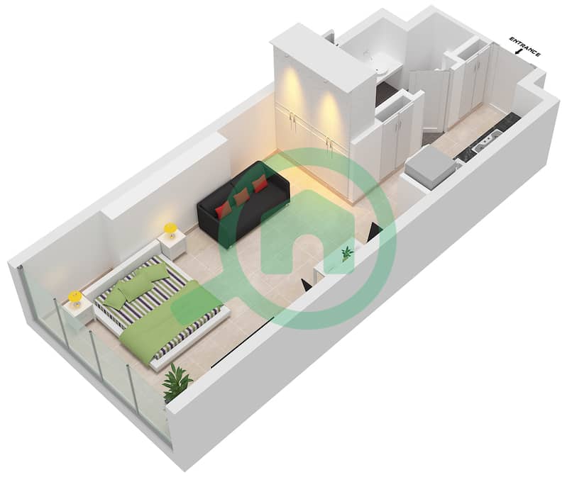 Cove Living Residence by Imtiaz - Studio Apartment Type/unit A / UNIT 21, FLOOR 1 Floor plan Type A Unit 21, Floor 1 interactive3D