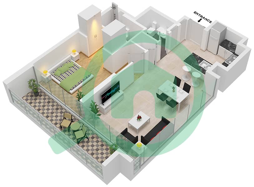 Peninsula Five - 1 Bedroom Apartment Type/unit A5 / UNIT 02 FLOOR 23-26 Floor plan Type A5 Unit 02 Floor 23-26 interactive3D