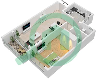 Ajman One Phase 2 - Апартамент 1 Спальня планировка Тип 6