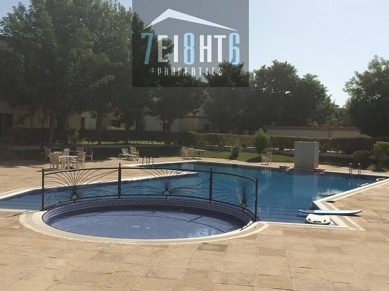 6 Excellent facilities: 4 b/r villa + maids room + communal gardens + s/pool + gym + sauna + jacuzzi for rent in Barsha 1