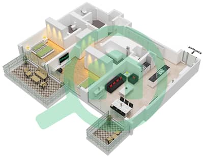 One JBR - 2 Bedroom Apartment Unit 2 Floor plan