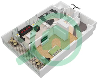 JW Marriott Residences - 1 Bedroom Apartment Type A3 Floor plan