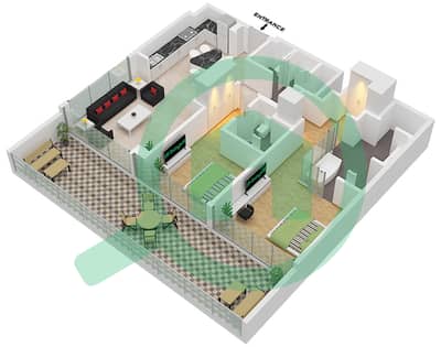 JW Marriott Residences - 2 Bedroom Apartment Type A1 Floor plan