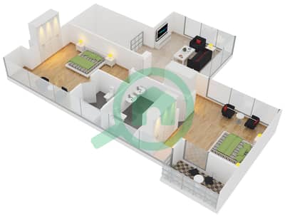 West Wharf - 3 Bed Apartments Type D/ Floor 1,1M Floor plan