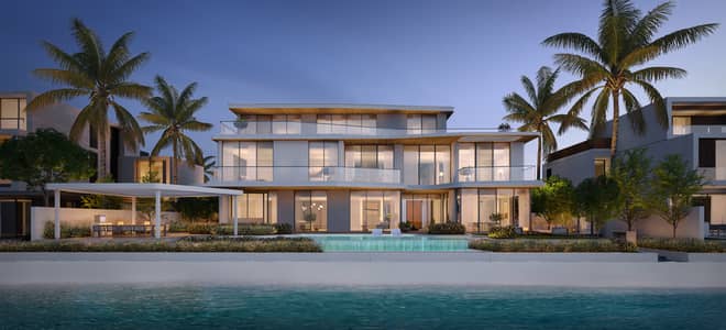 6 Bedroom Villa for Sale in Palm Jebel Ali, Dubai - 02-SV-A Rendering - Exterior Beach-side. jpg