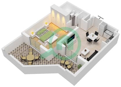 المخططات الطابقية لتصميم النموذج / الوحدة 1B-2M / UNIT 20 FLOOR 1 شقة 1 غرفة نوم - أزور بيتش رزيدنس من ايجل هيلز