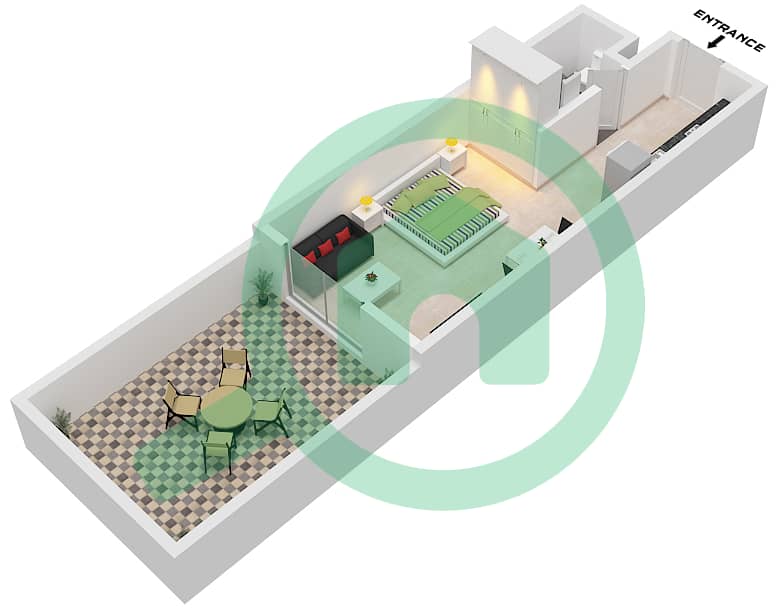May Residence Tower 2 - Studio Apartment Unit 4 Floor plan Unit 4 interactive3D