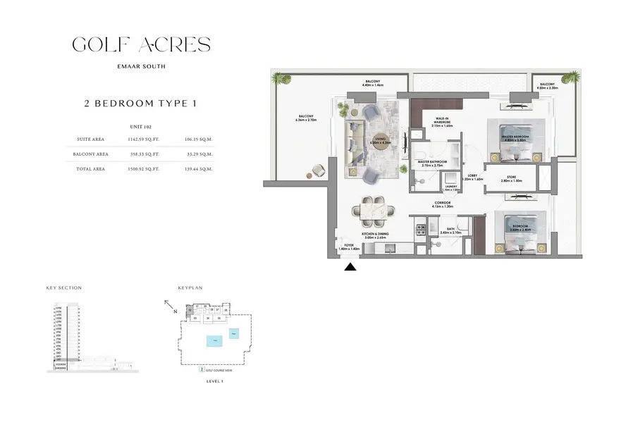 2 BR floor plan