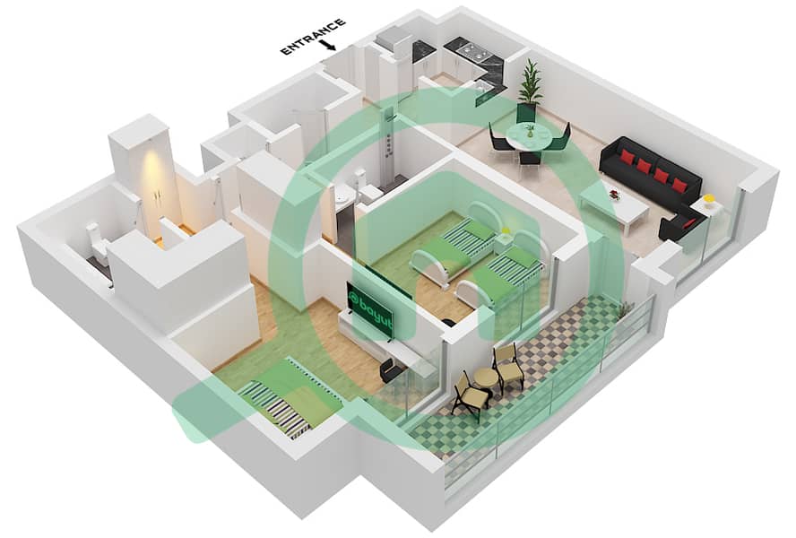 Hillside Residences 1 Building A - Апартамент 2 Cпальни планировка Тип A FLOOR 1-5 Type A Floor 1-5 Building A interactive3D