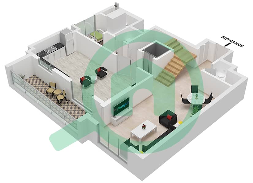 Hillside Residences 1 Building A - 3 Bedroom Apartment Type DX C(PENTHOUSE) FLOOR 1-5 Floor plan Type DX C(Penthouse) Floor 1-5 interactive3D
