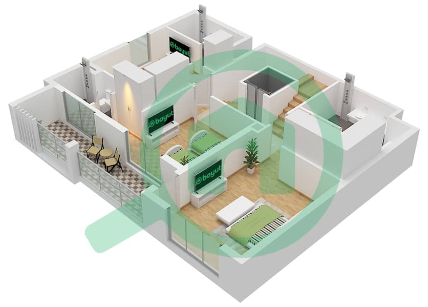 Hillside Residences 1 Building A - 3 Bedroom Apartment Type DX C(PENTHOUSE) FLOOR 1-5 Floor plan Type DX C(Penthouse) Floor 1-5 interactive3D