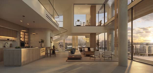 萨迪亚特岛， 阿布扎比 3 卧室公寓待售 - 4300_Palm_Residences_Int_Sky_Villa_Living_Empty_Coffee_table_Final_HJ. jpg