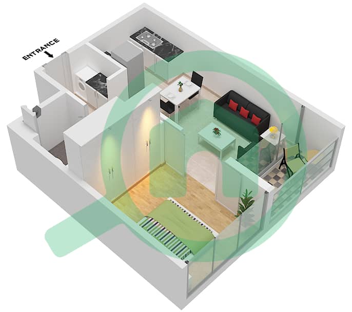 Torino by ORO24 - 1 Bedroom Apartment Type 1 Floor plan Type 1 interactive3D