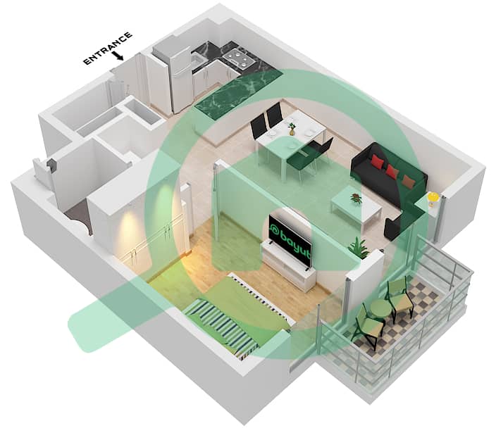 Torino by ORO24 - 1 Bedroom Apartment Type 2 Floor plan Type 2 interactive3D