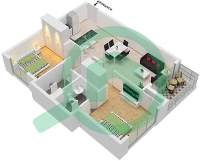 Torino by ORO24 - 2 Bedroom Apartment Type 1 Floor plan