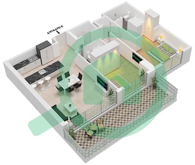 凯宾斯基溪畔公寓 - 2 卧室公寓类型B戶型图