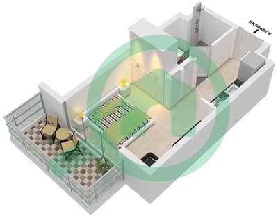 المخططات الطابقية لتصميم النموذج A شقة استوديو - عزيزي ڤينيس 10 بناية B