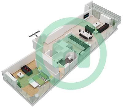 المخططات الطابقية لتصميم الوحدة 1, FLOOR 2 شقة 1 غرفة نوم - ريم فايف
