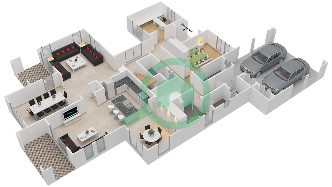 المخططات الطابقية لتصميم النموذج 4 فیلا 5 غرف نوم - روزا Ground Floor image3D