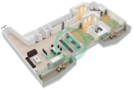 Al Habtoor Grand Resort Autograph Collection - 2 Bedroom Apartment Type/unit A / UNIT 3,4 FLOOR 3-42 Floor plan