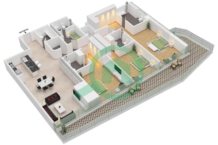 Al Habtoor Grand Resort Autograph Collection - 3 Bedroom Apartment Type/unit C / UNIT 5,6 FLOOR 3-42 Floor plan